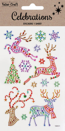 Misty Rose XMAS Crystal Stickers, Reindeers Xmas