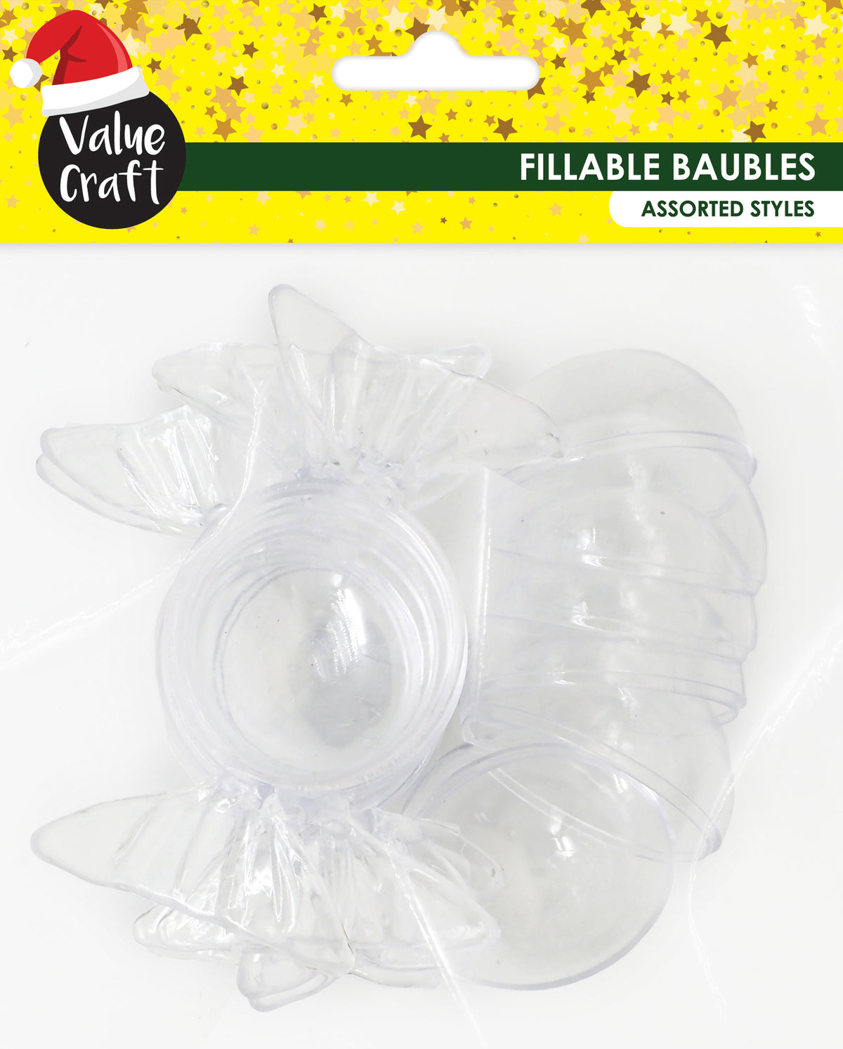 Lavender XMAS Fillable Baubles, Candy Shape, 8.5x4cm, 6pk Xmas