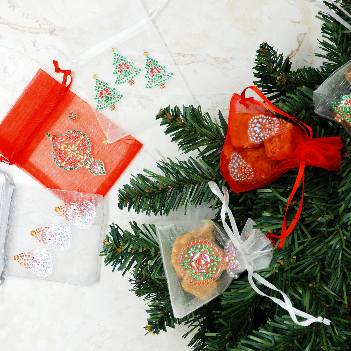 Lavender XMAS Crystal Stickers, Santa Xmas