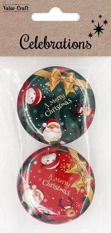 Lavender XMAS Metal Mini Gift Tins, Assorted Designs, 5.5cm, 2pk Xmas