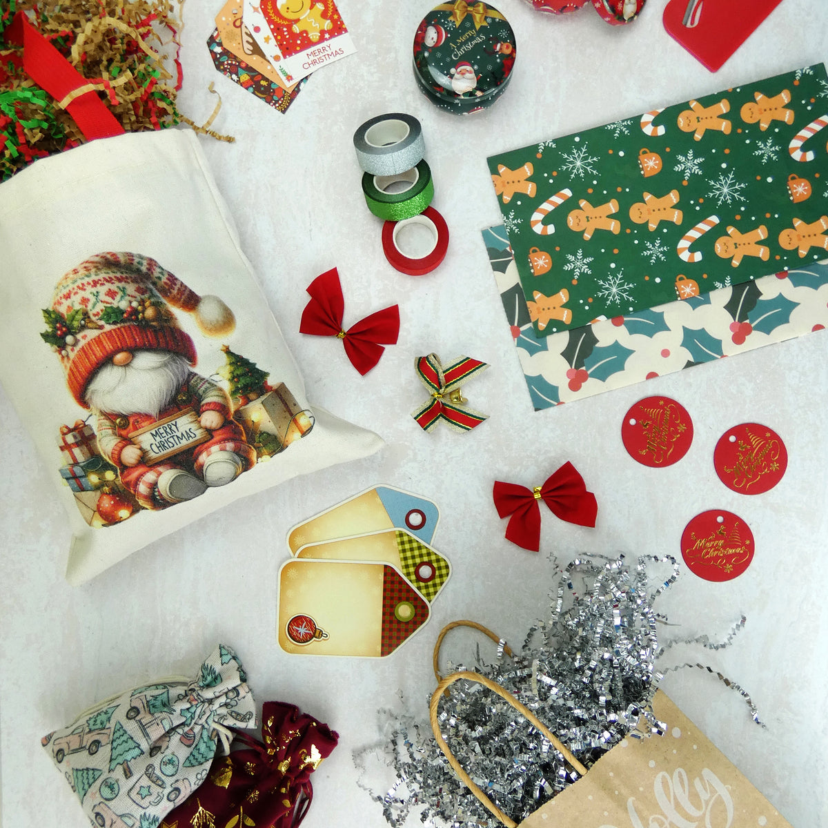 Light Gray XMAS Metal Mini Gift Tins, Assorted Designs, 5.5cm, 2pk Xmas