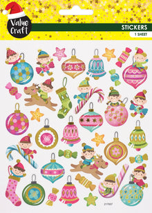 White Smoke XMAS Glitter Stickers, Elves Xmas