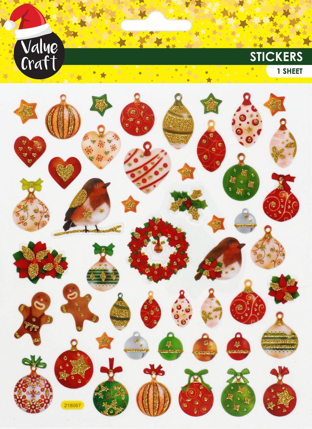 Seashell XMAS Glitter Stickers, Bauble Mix Xmas
