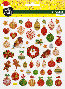 Seashell XMAS Glitter Stickers, Bauble Mix Xmas