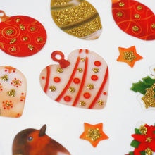 Lavender XMAS Glitter Stickers, Bauble Mix Xmas