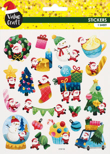 White Smoke XMAS Glitter Stickers, Happy Santa Xmas