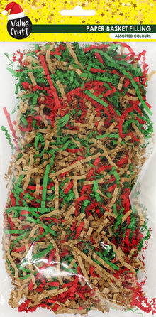 Dark Olive Green XMAS Paper Basket Filling, Assorted Xmas Colours, 36g Xmas