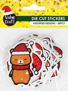 Lavender XMAS Die Cut Stickers, Assorted Designs, 50pk Xmas