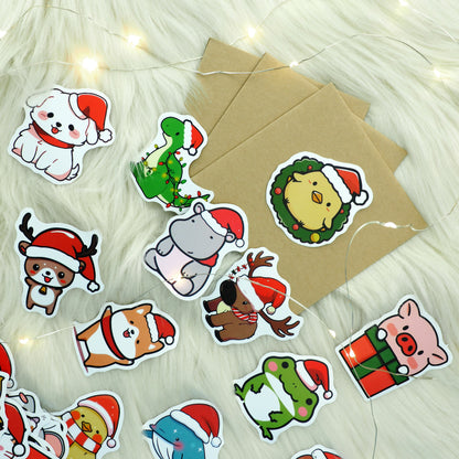 Light Gray XMAS Die Cut Stickers, Assorted Designs, 50pk Xmas