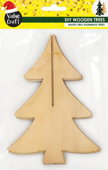 White Smoke XMAS DIY Wood Trees, Natural, 18cm, 2pcs Xmas