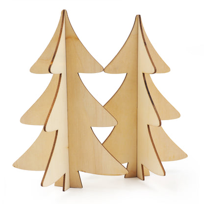 White Smoke XMAS DIY Wood Trees, Natural, 18cm, 2pcs Xmas