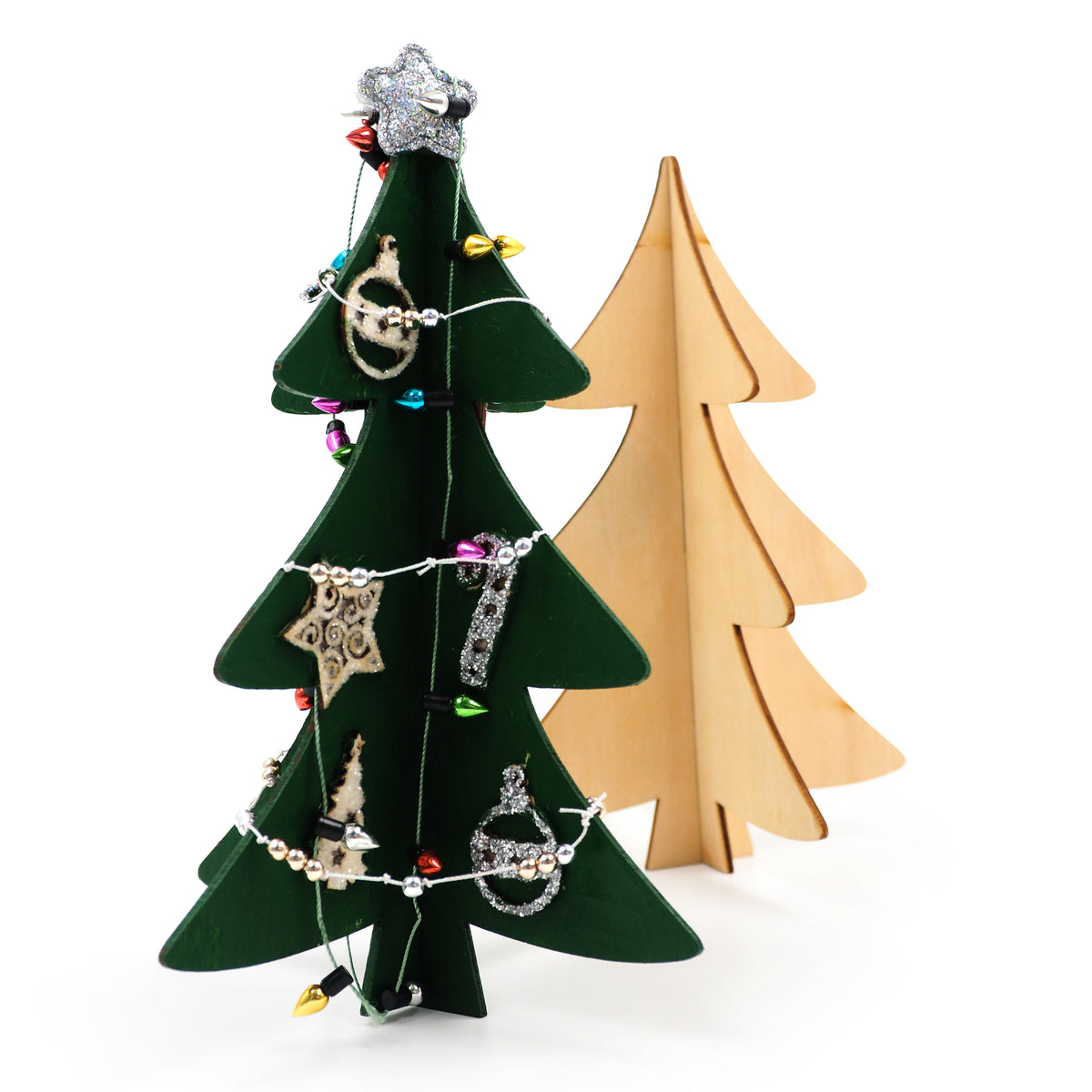 White Smoke XMAS DIY Wood Trees, Natural, 18cm, 2pcs Xmas