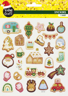Seashell XMAS Gold Glitter Stickers, Gingerbread Xmas
