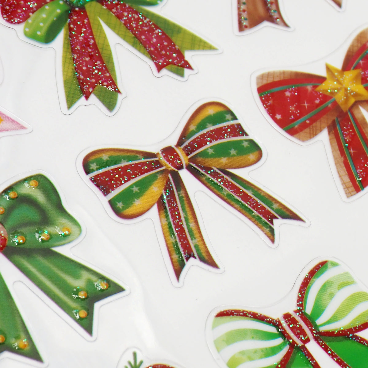 Lavender XMAS Glitter Stickers, Bows, 20pack Xmas