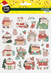 Misty Rose XMAS Glitter Stickers, Bears Xmas