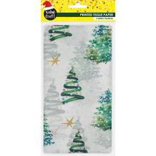Gray XMAS Tissue Paper, Painted Tree design, 70x50cm, 5pk Xmas