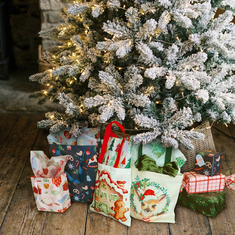 Black XMAS Tissue Paper, Painted Tree design, 70x50cm, 5pk Xmas