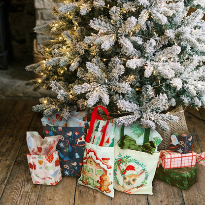 Black XMAS Tissue Paper, Painted Tree design, 70x50cm, 5pk Xmas
