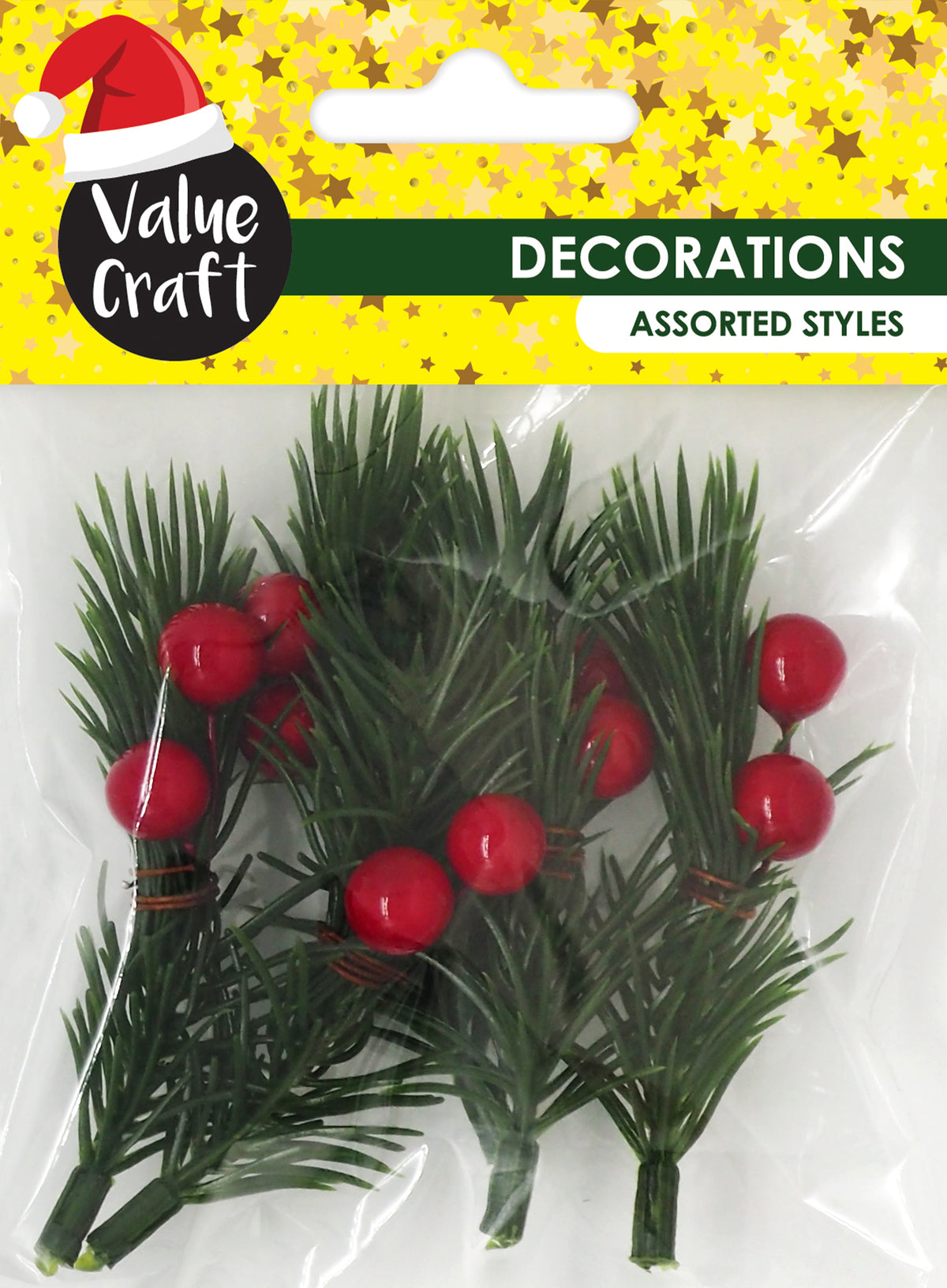 Lavender XMAS Mini Holly Berry Picks, 8cm, 5pk Xmas