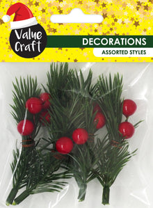 Lavender XMAS Mini Holly Berry Picks, 8cm, 5pk Xmas