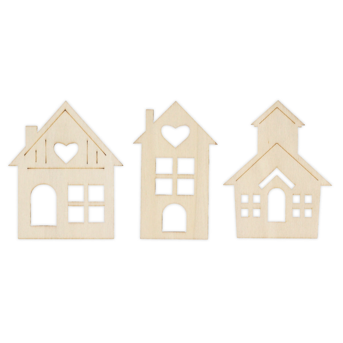 White Smoke XMAS DIY Wood Houses, Assorted Sizes, 3pcs Xmas