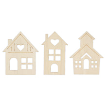 White Smoke XMAS DIY Wood Houses, Assorted Sizes, 3pcs Xmas