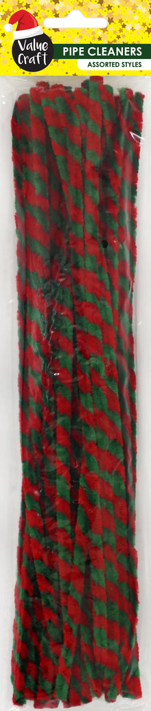 Saddle Brown XMAS Chenille pipe Cleaners, 30cm, Red/ Green Twist, 30pcs Xmas