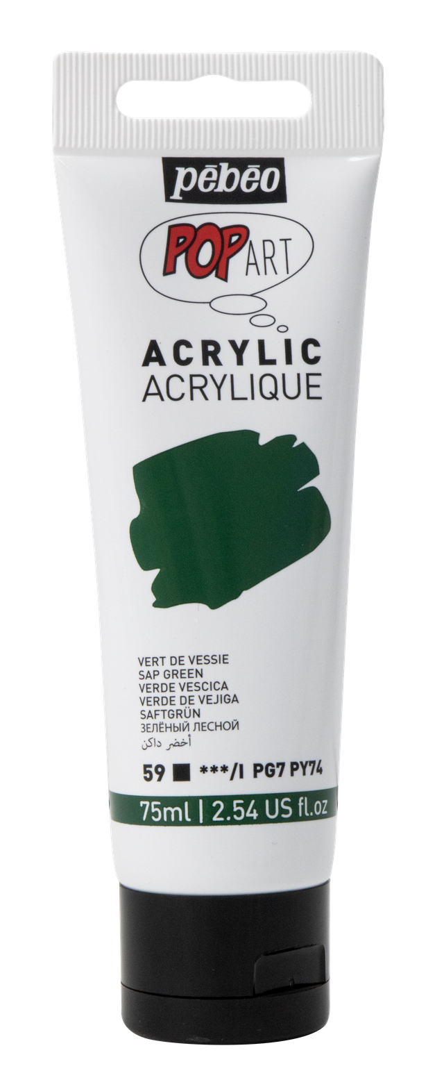 Light Gray Pebeo Popart Acrylic Paint, Sap Green, 75ml Acrylic Paints