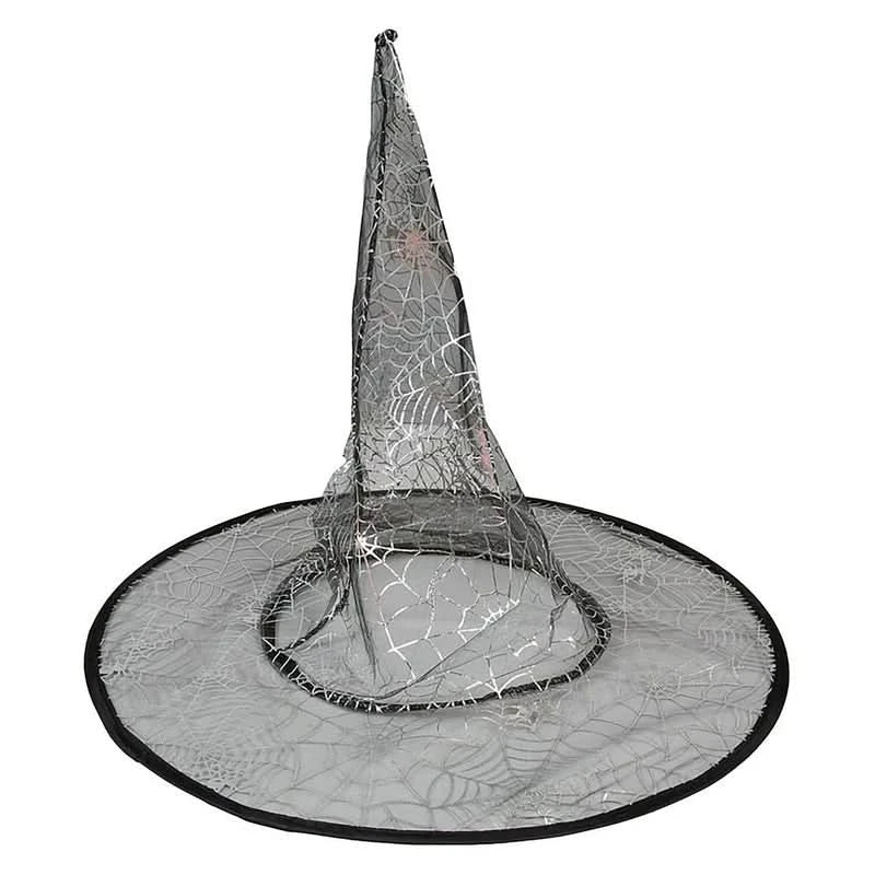 Dark Gray Halloween Witch Hat Spider Web Print Halloween