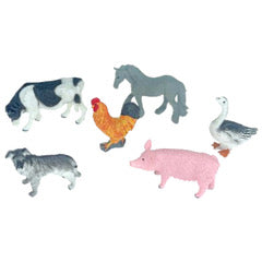 Light Gray Farm Animal Toy Set 6pc Animal Toys