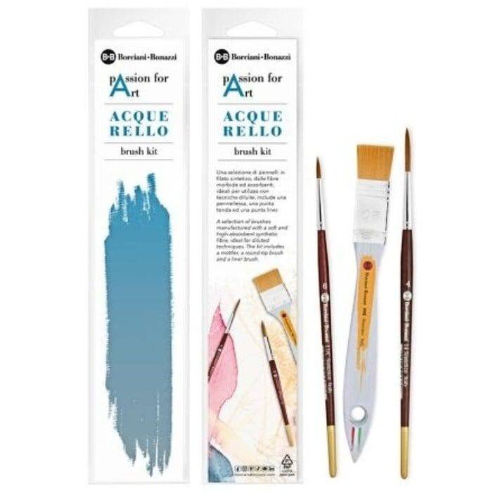 Beige Borciani e Bonazzi Art Kit Passion For Art - Watercolours Taklon and Synthetic Brushes