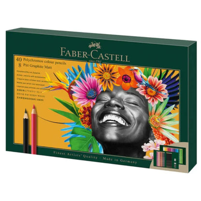 White Smoke Faber-Castell Polychromos & Pitt Graphite Artist set, 50 Piece Pencils