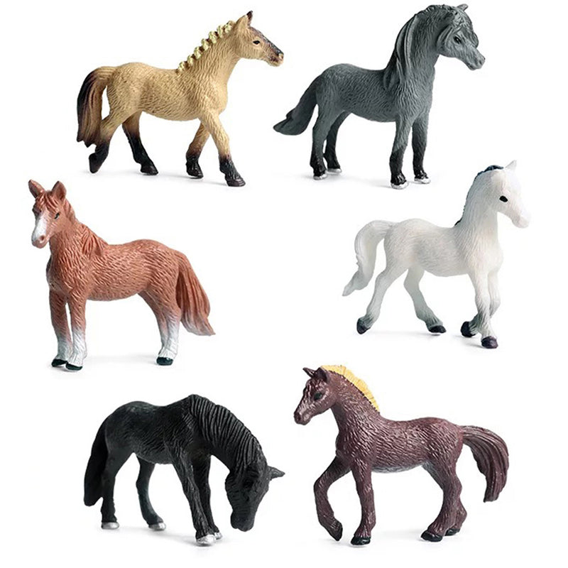 Gray Horses Figure Set 6pc Animal Toys