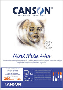 White Smoke Canson Artist 300 Pad Mixed Media Fine Grain Paper A3 Pads
