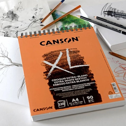 Light Gray Canson XL Range 90 Pad - Spiral bound XL Extra White A4