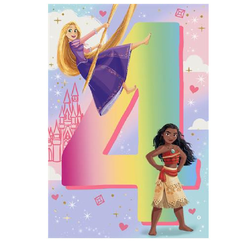 Light Steel Blue Disney's Moana and Tangled You're 4! Greeting Card Bags & Invitation