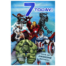 Sky Blue Connections from Hallmark Marvel Avengers 7th Birthday Greeting Card Bags & Invitation