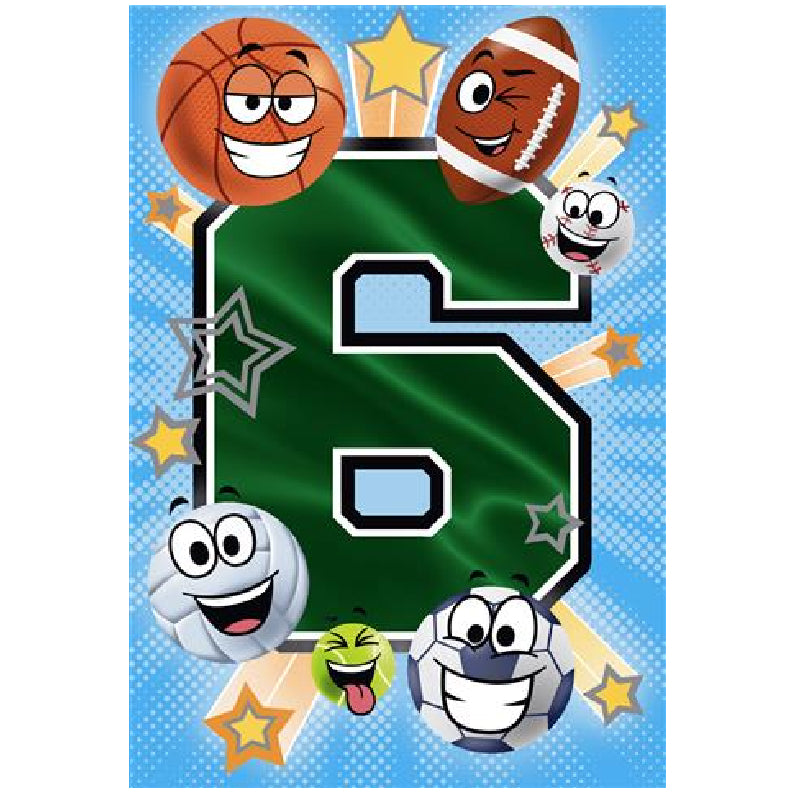 Dark Green Hallmark Sports Balls You're 6! Greeting Card Bags & Invitation