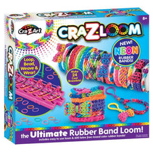 Neon rubber band loom craft kit with rainbow mixed-color bands, Cra-Z-Art Ultimate Loom