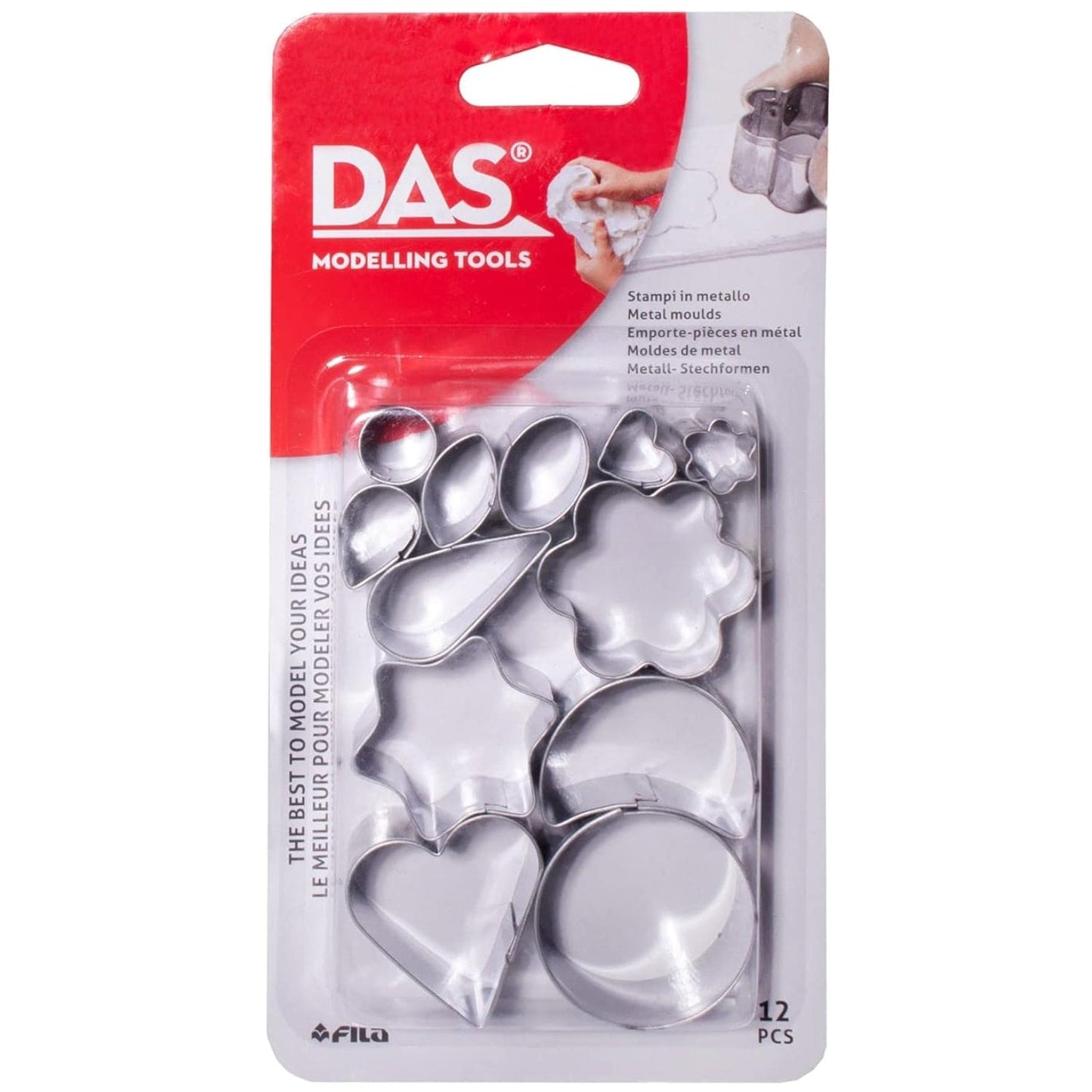 Light Gray DAS Tools, 12 Metal Clay Cutters Modelling Tools & Accessories