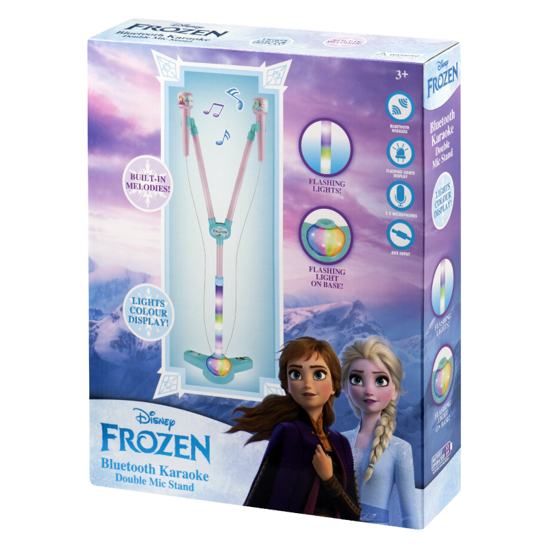 Disney Frozen Bluetooth karaoke double microphone stand retail box with built-in lights