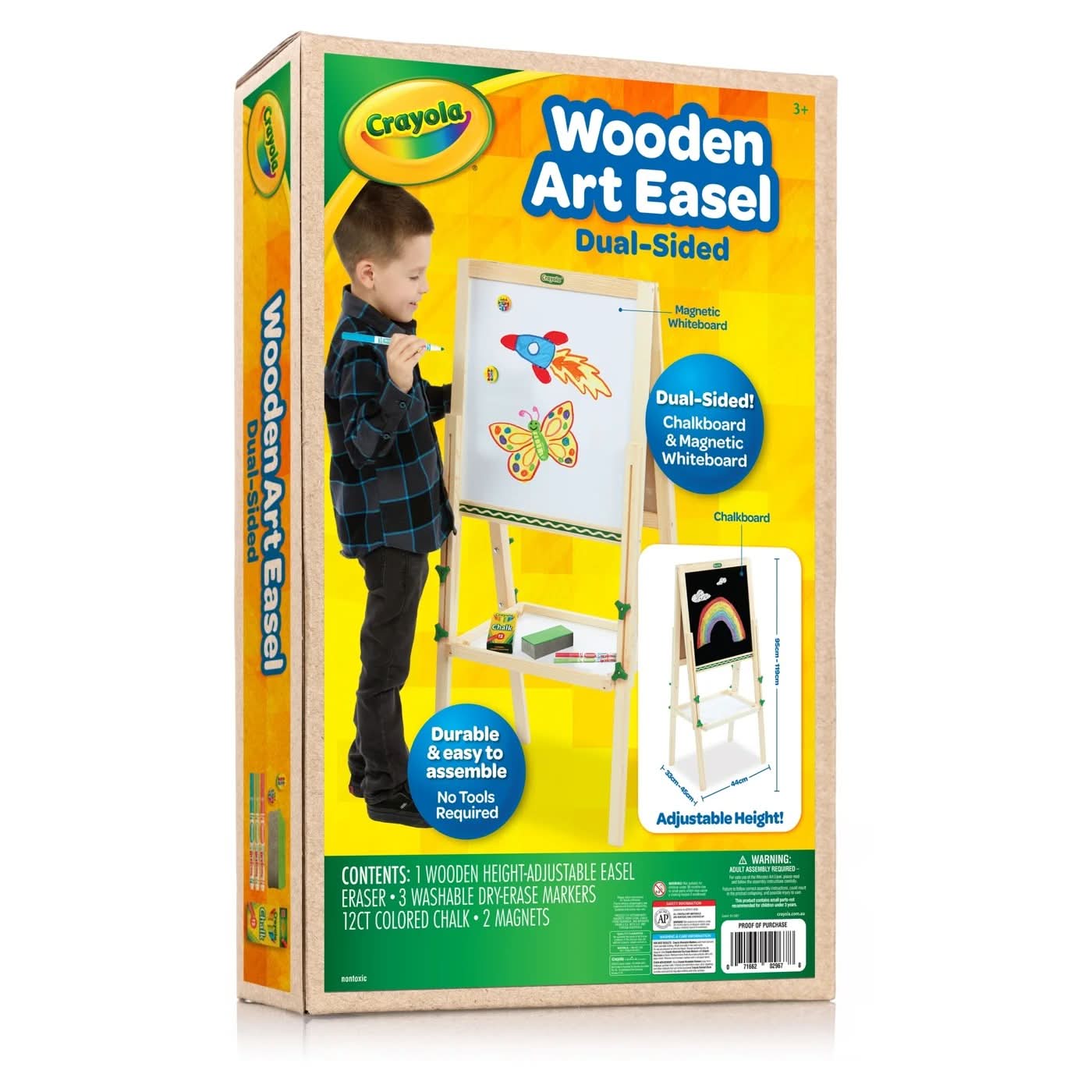White Smoke Crayola Dual Sided Wooden Art Easel 119cm(H)x44cm(W)x45cm(D) Kids Painting Sets