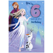 Dark Gray Frozen Anna, Elsa, Olaf You're 6! Greeting Card Bags & Invitation