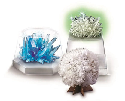 Crystal science kit crystal molds with blue and silver crystal trees