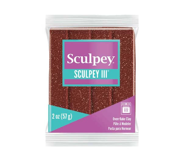 Saddle Brown Sculpey III Modelling Clay, 57g, Garnet Glitter Modelling Clay
