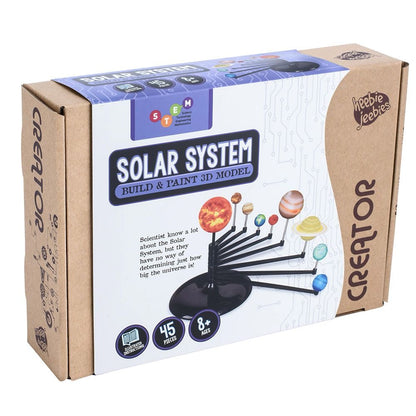 Solar system build and paint 3D model kit retail box with package graphics