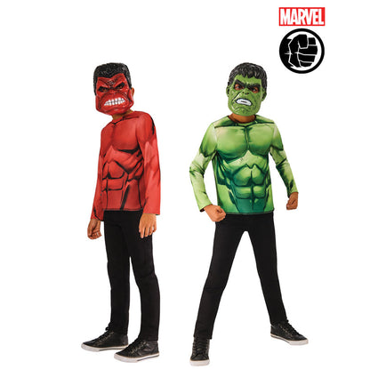 White Smoke Red Hulk/Hulk Reversible Costume Top & 2 Masks Costumes