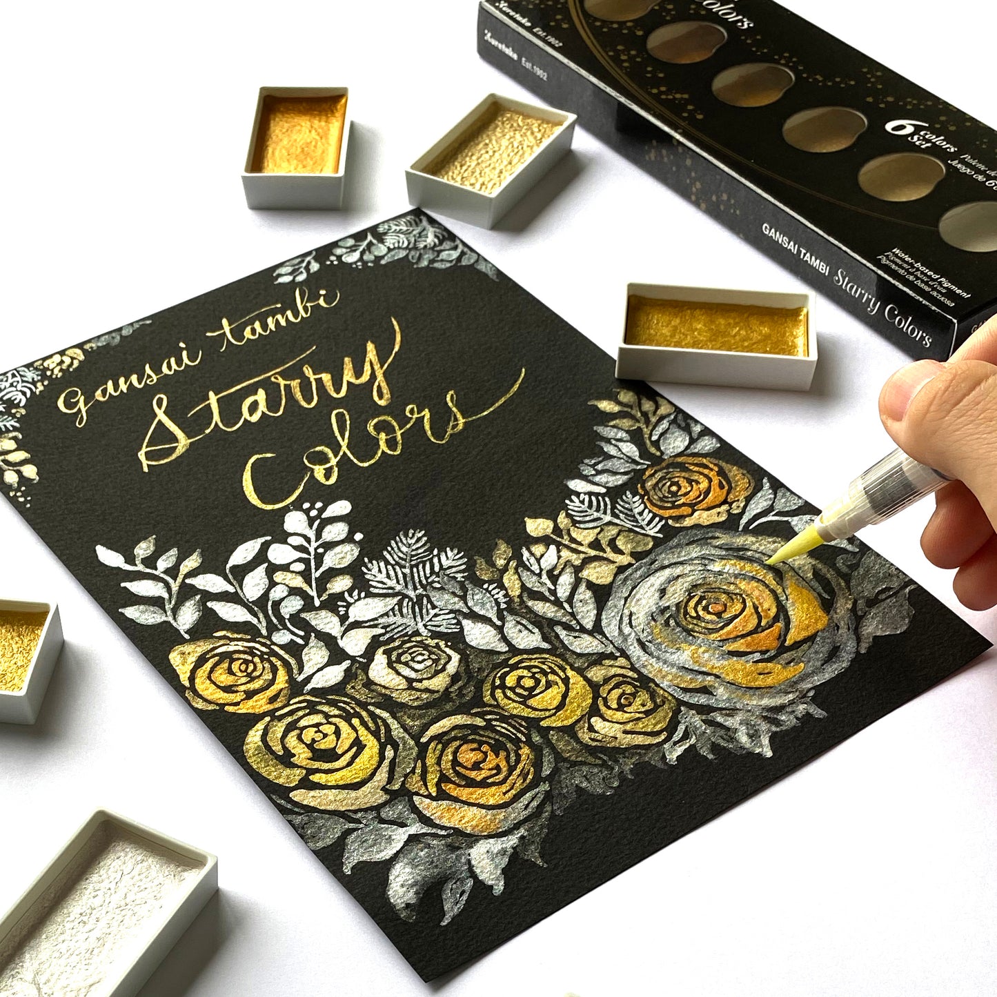 White Smoke Kuretake Gansai Tambi Starry Colours Watercolour Set – 6 Colours Watercolour Paint