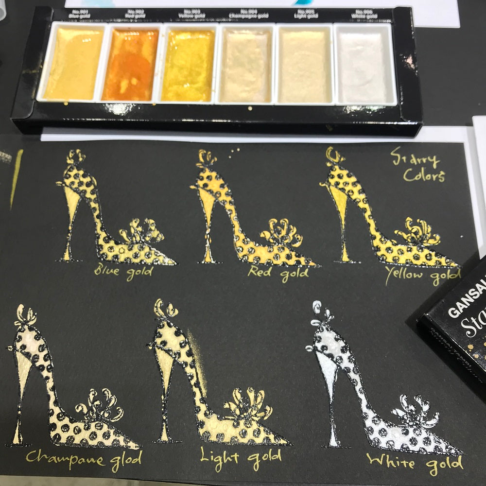Dark Slate Gray Kuretake Gansai Tambi Starry Colours Watercolour Set – 6 Colours Watercolour Paint