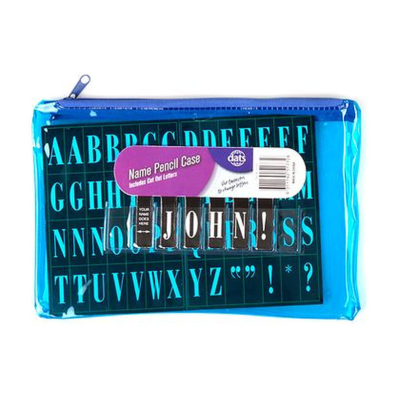 Dats Pencil Case Name 1 Zip PVC Fluro Blue